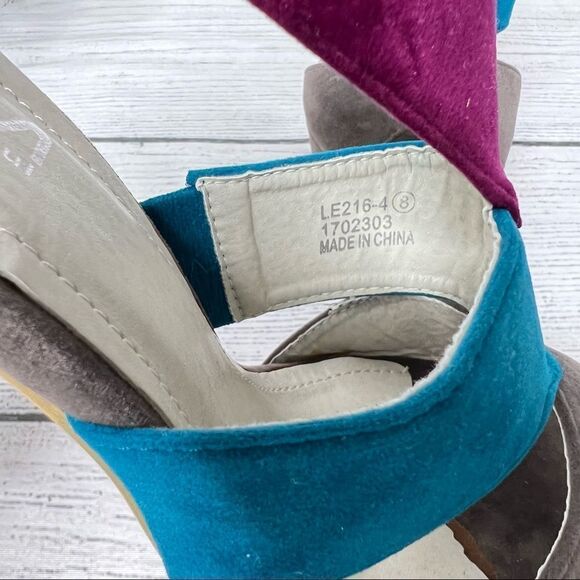 Sos Shoes of Sole Tri Color Peep Toe High Heel Size 8 - Picture 7 of 9